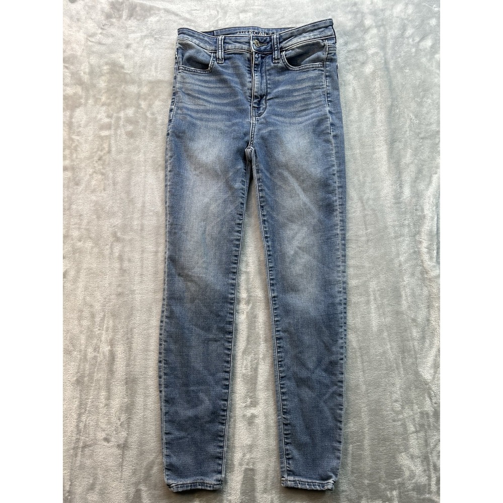 American Eagle Womens Sz 2 Reg Blue Jeans Super Hi Rise Jegging Denim Pants Cute
